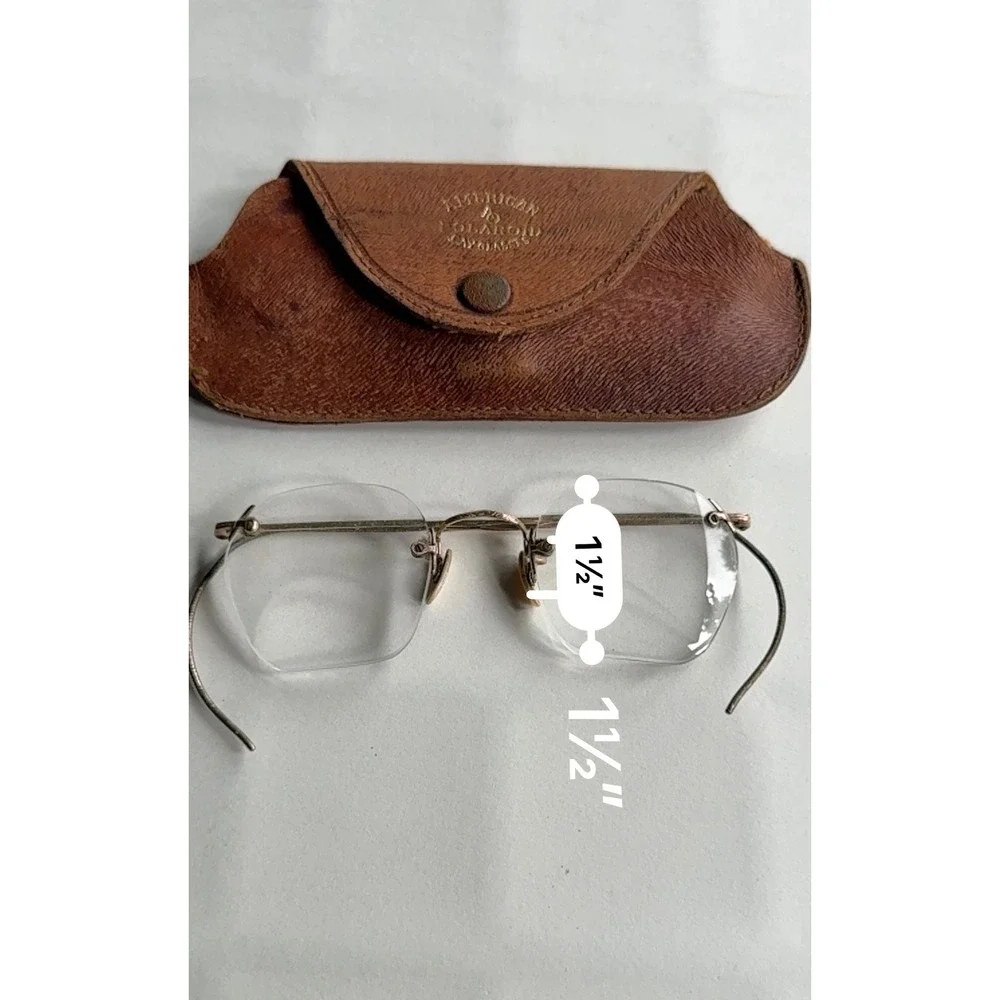 American Optical Rimless Eyeglasses Women OS Gold Fair Vintage Engraved Frame